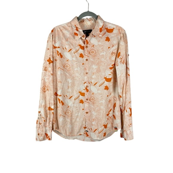 Paul Frank 2006 Orange & White Illustrated Long Sleeve Button-Down Shirt Size S - Picture 2 of 11